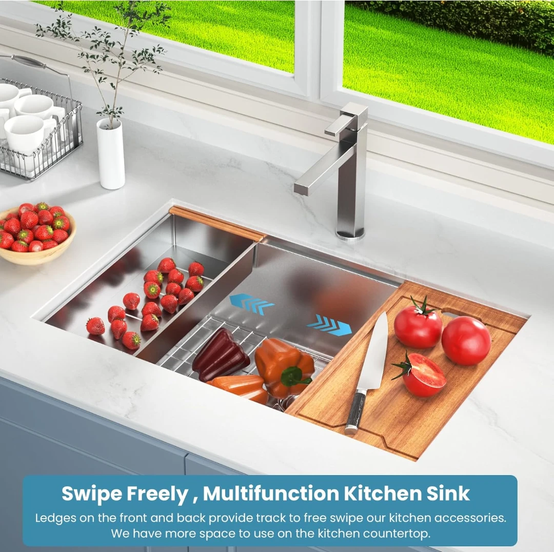32" x 19" Stainless Steel Kitchen Sink with Accessories - photo 2