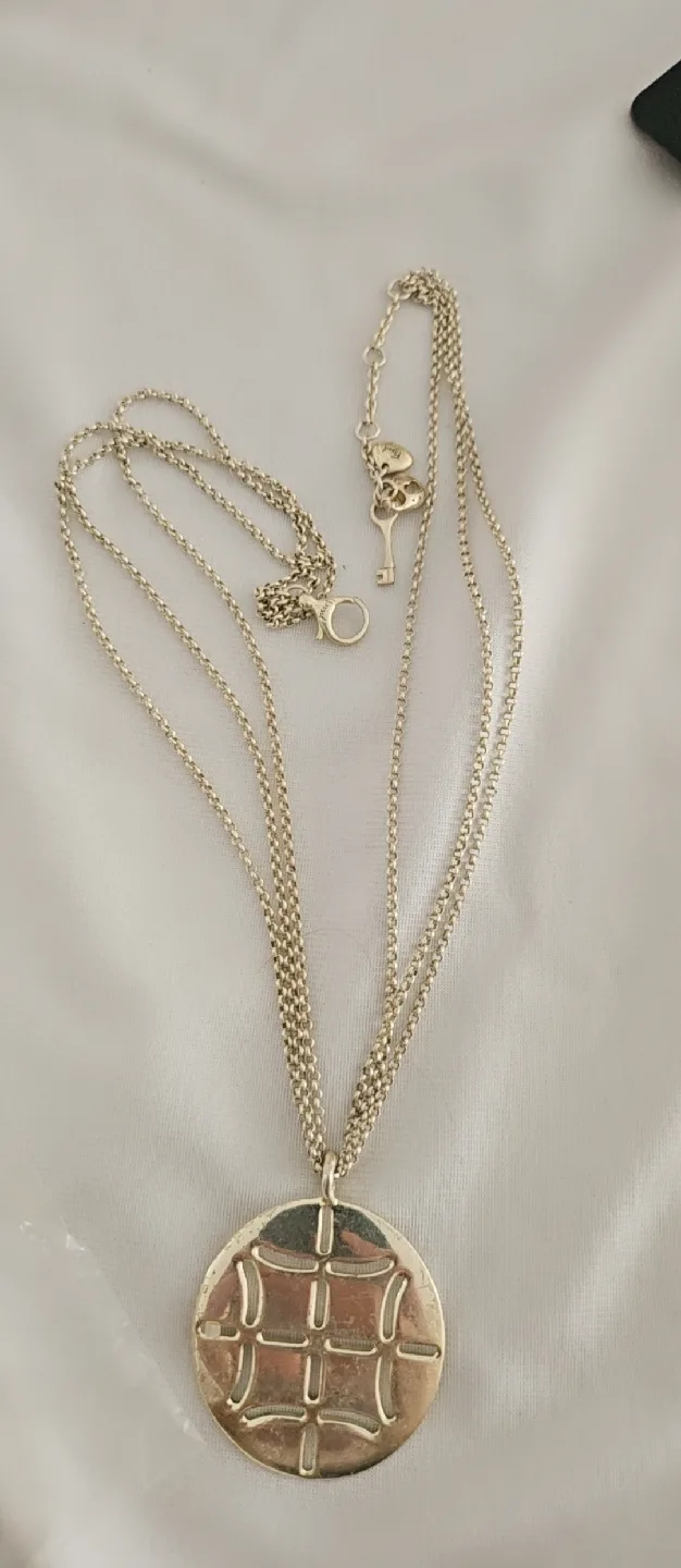 💫💝Fossil Silver Tone Medallion Pendant Necklace image indicator(4)