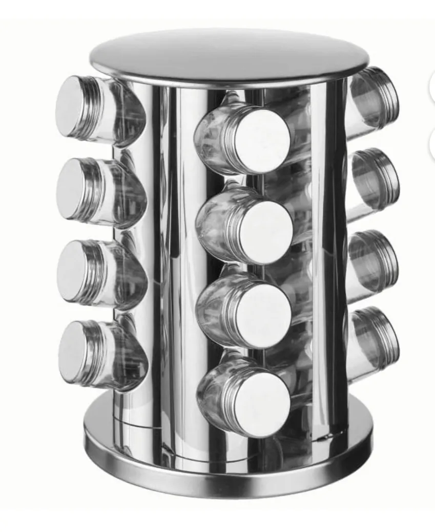 Chrome Rotating Spice Rack with 16 Jars thumbnail