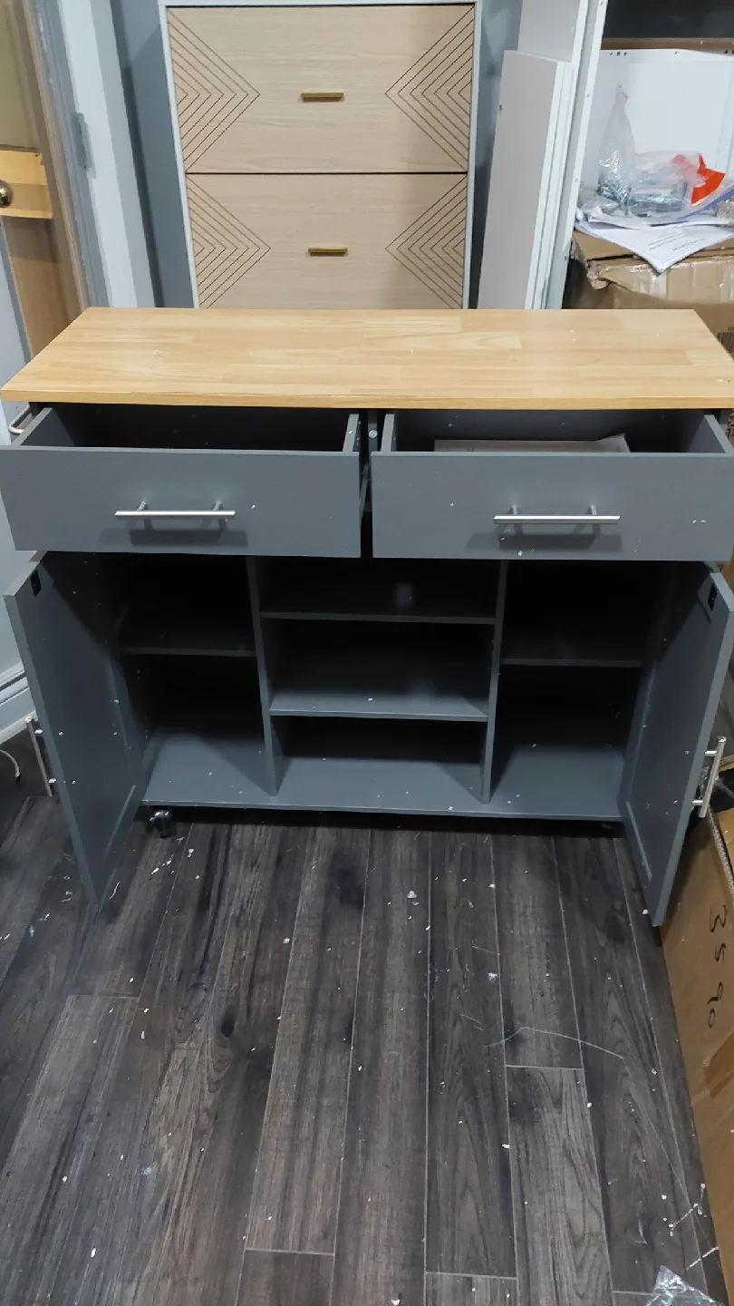 Grey Kitchen Island Cart, 42"x17"x36" image indicator(2)