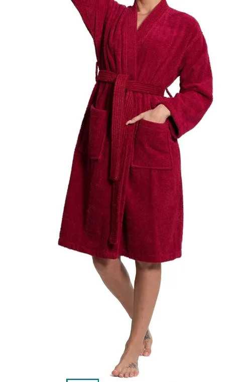 Burgundy Turkish Towel Robe image indicator(2)