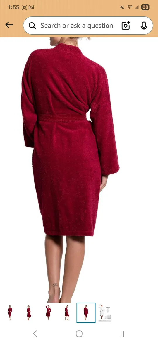 Burgundy Turkish Towel Robe image indicator(3)