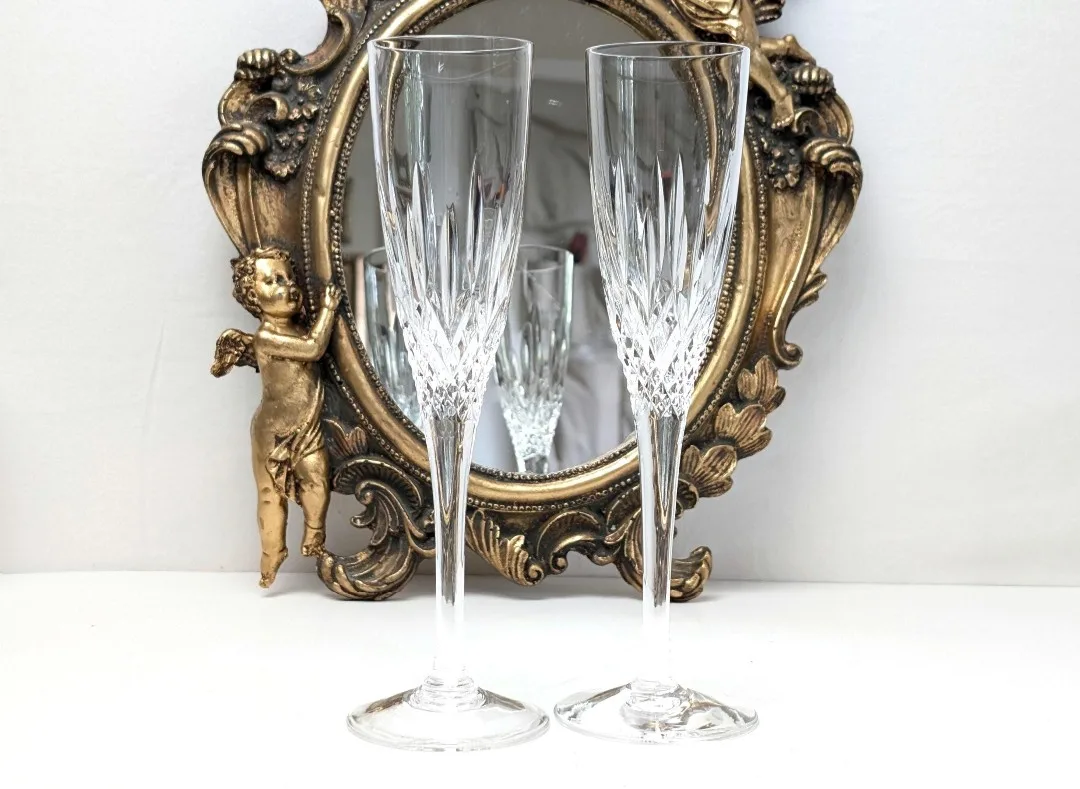 Stuart Crystal Champagne Flutes ~ Crystal Champagne Glasses ~ thumbnail