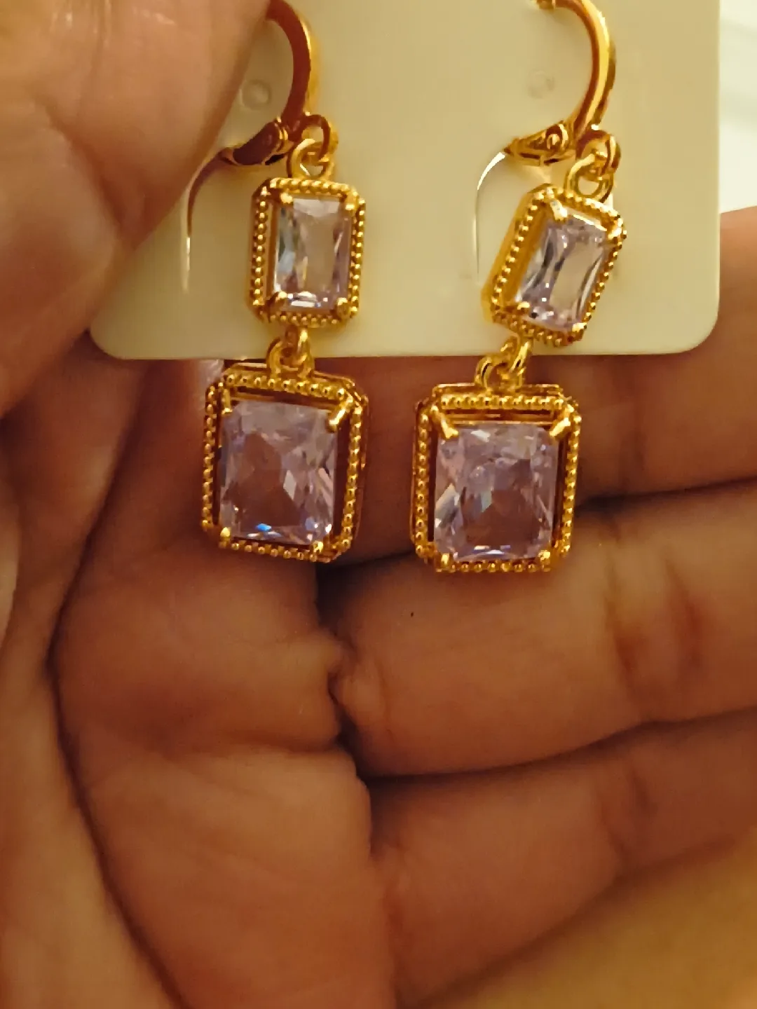 Gold Tone Dangle Earrings - New thumbnail