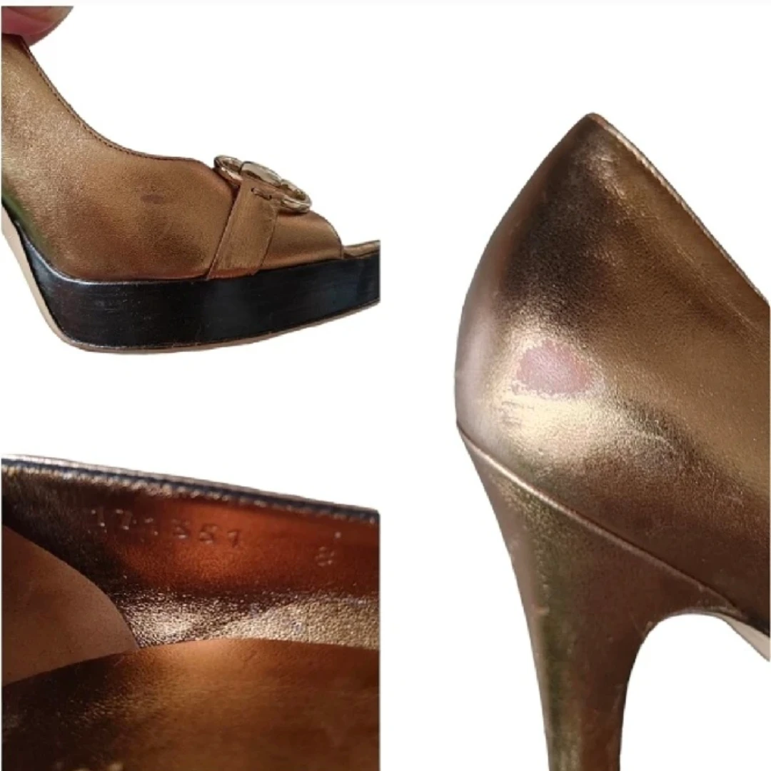 Gucci Metallic Gold Leather Heels - photo 4