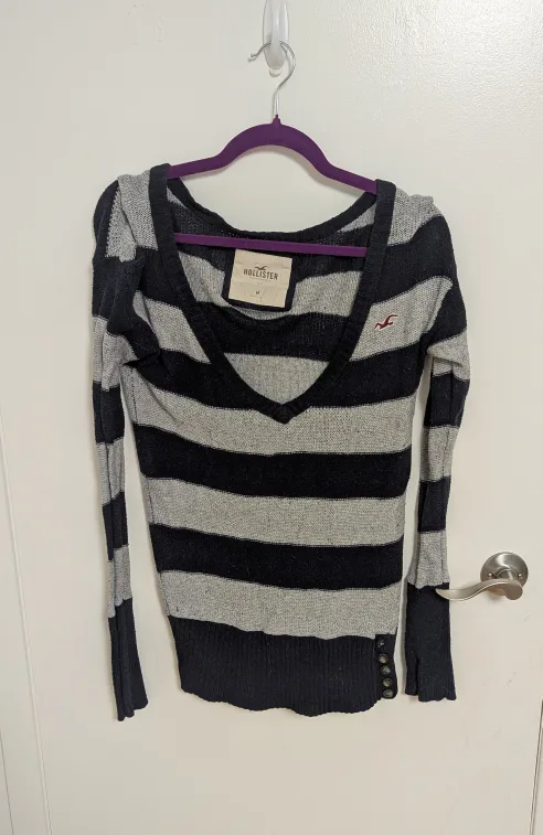 Hollister Striped Sweater - Women's Medium thumbnail