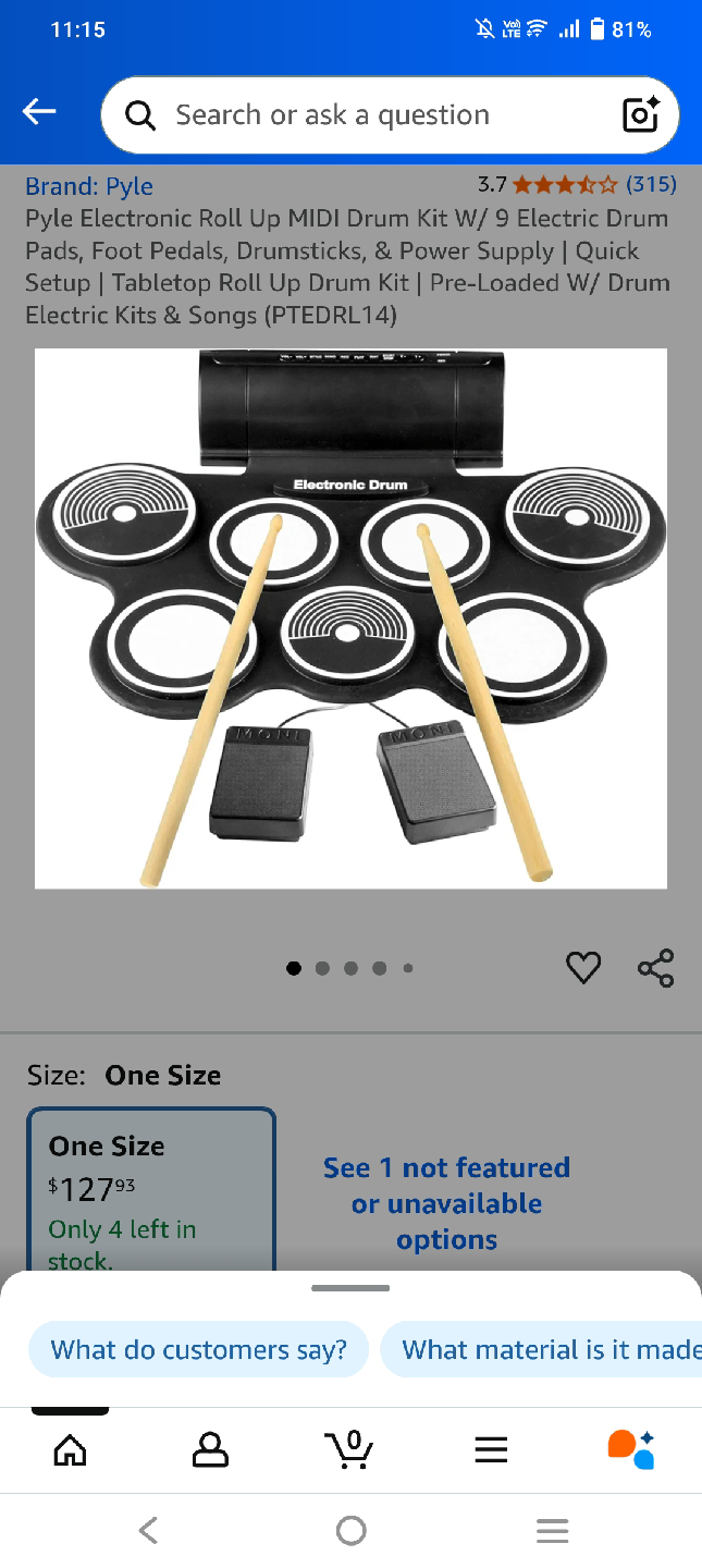 Pyle Electronic Roll Up MIDI Drum Kit