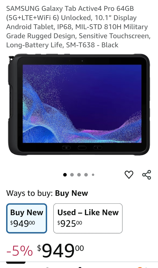 Samsung Galaxy Tab Active4 Pro 5g, 64GB - Black - photo 2