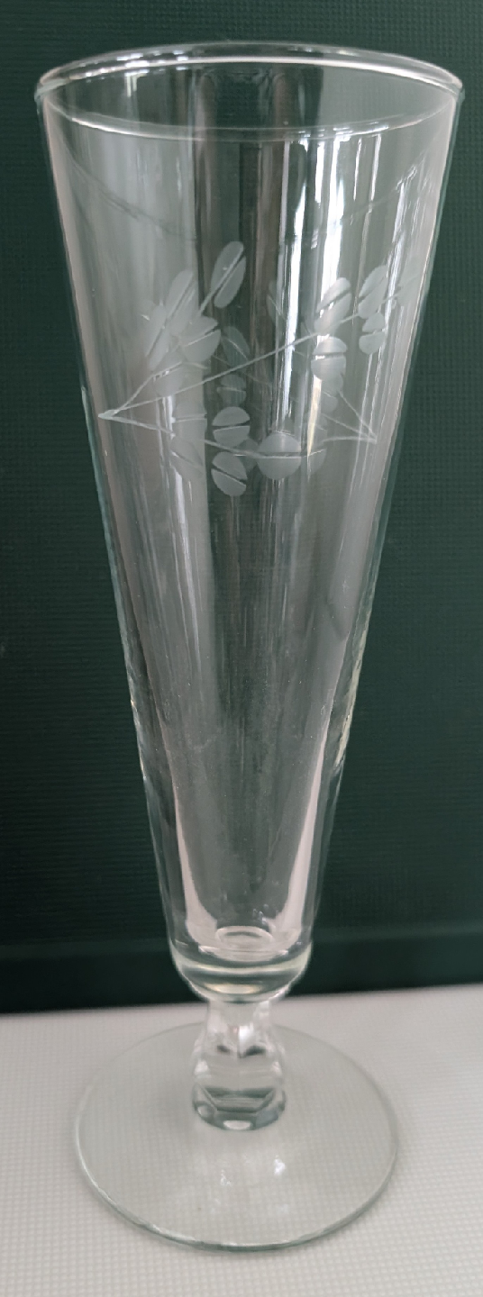 Vintage Pilsner Glass with etched branch