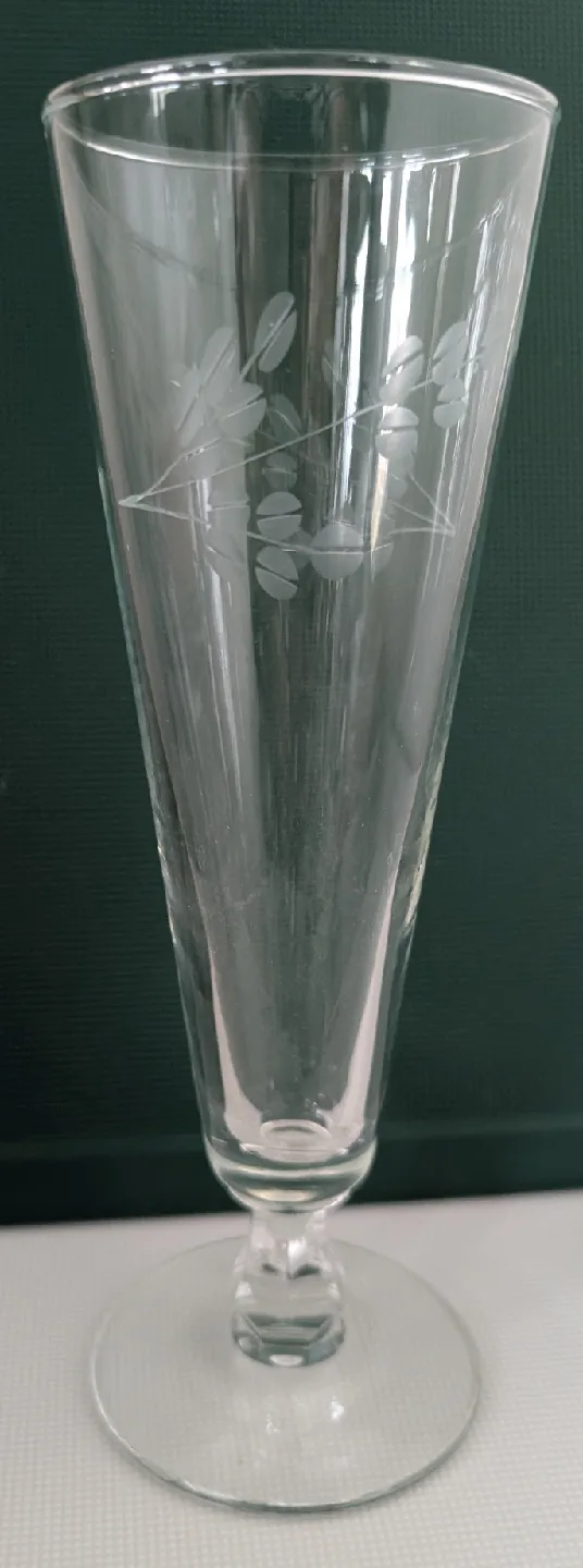 Vintage Pilsner Glass with etched branch thumbnail