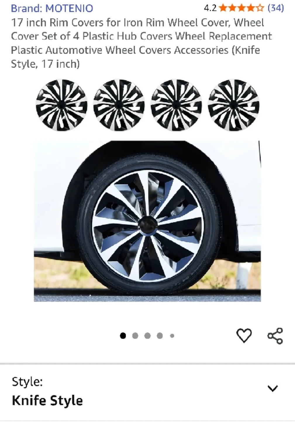 MOTENIO 17 inch Wheel Covers - Knife Style (Set of 4) image indicator(2)