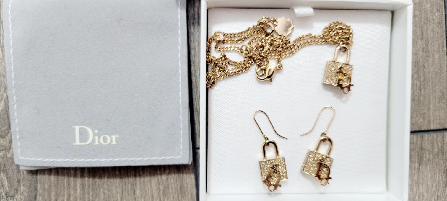 Dior Lock Necklace & Earrings Set