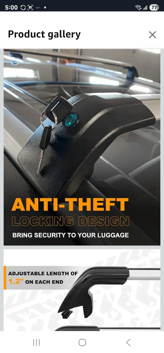 Kia Telluride Roof Rack Cross Bars - Anti-Theft Design image indicator(3)