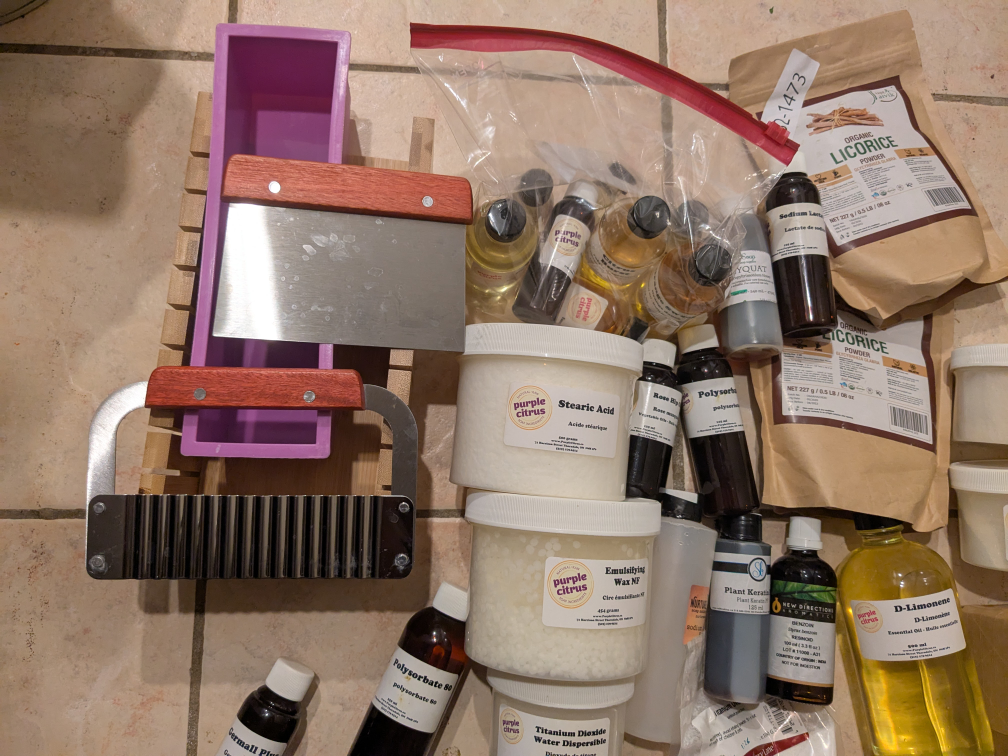 Assorted soap making supplies