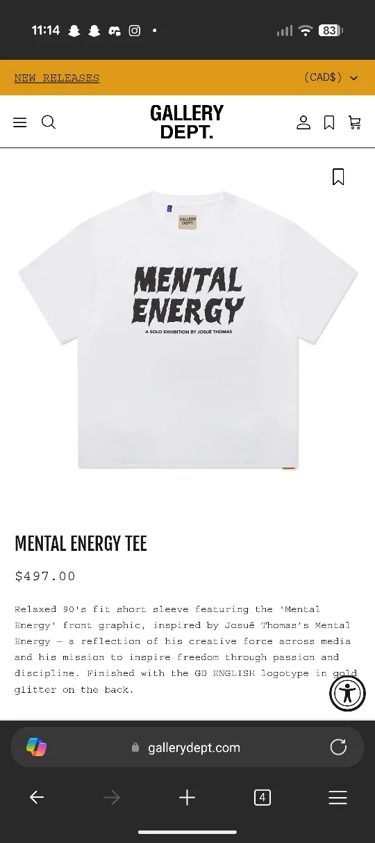 Gallery Dept. Mental Energy Tee - Size M image indicator(6)
