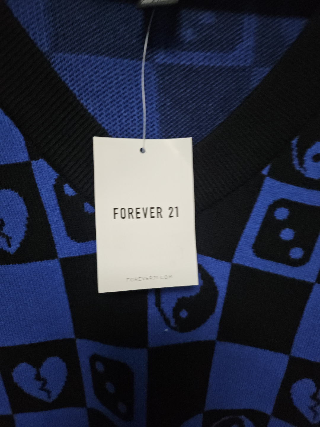 Forever 21 Blue & Black Checker Vest - photo 2