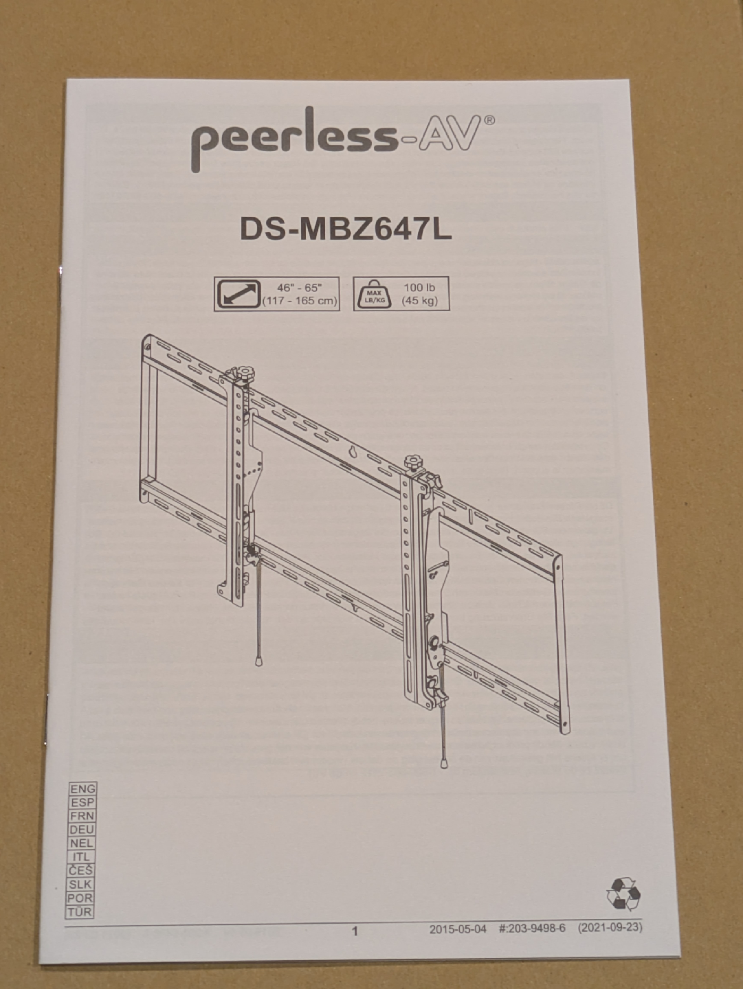 New Peerless TV Mount DS-MBZ647L - photo 2