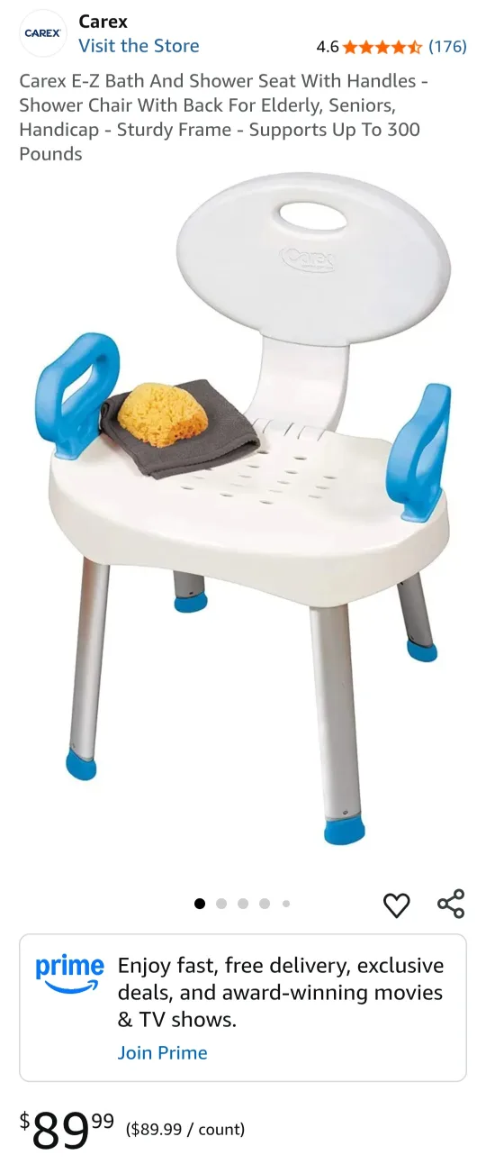 Carex ez Bath And Shower Seat With Handles - 16.5" - blue/white image indicator(3)