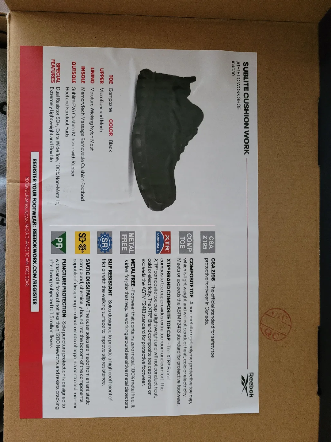 Men's Reebok Sublite Cushion Work Athletic Shoes 9.5/10 - Black image indicator(4)