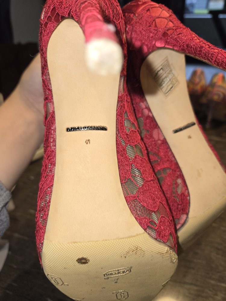 Dolce & Gabbana Red Lace Peep Toe Booties - Size 41 - photo 4