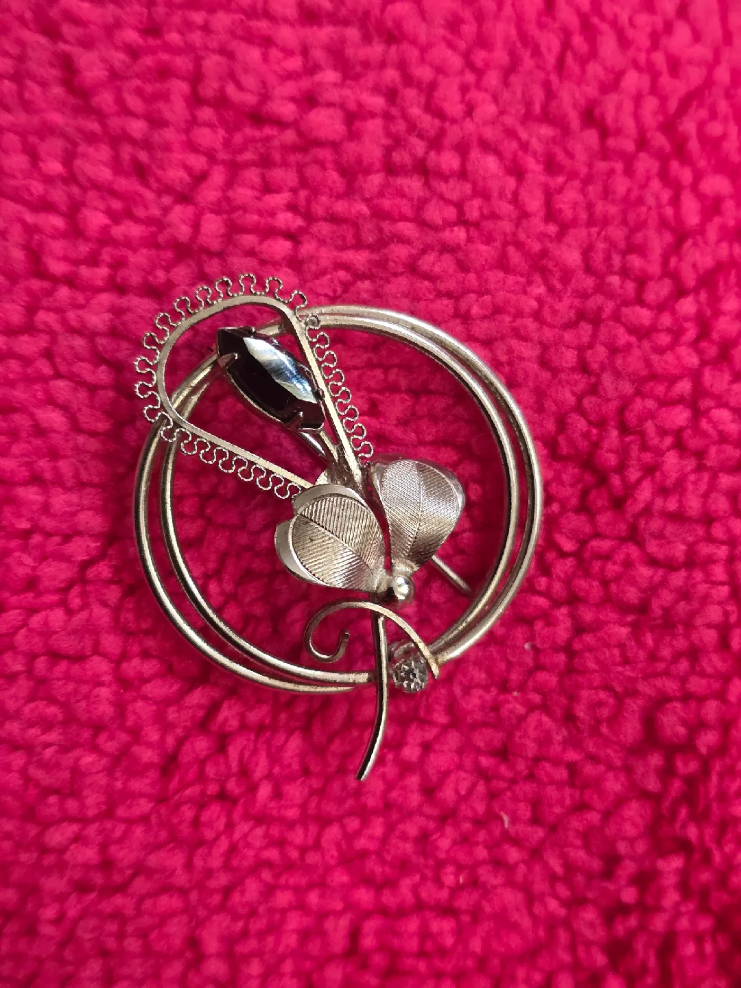 Vintage Sterling Silver Signed Tor Flower Brooch Pin thumbnail