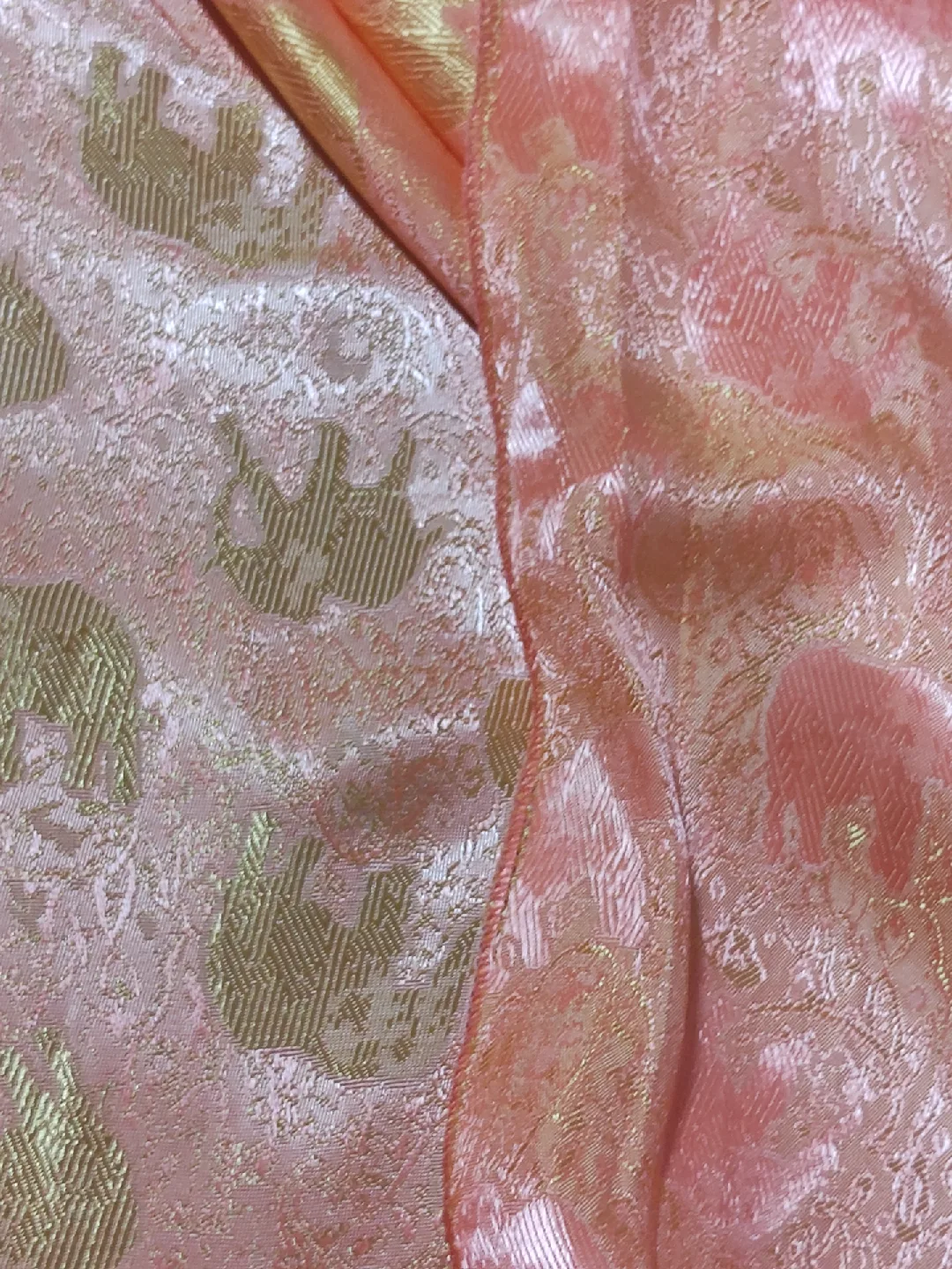 Peach/Gold Elephant Print Throw Blanket image indicator(2)