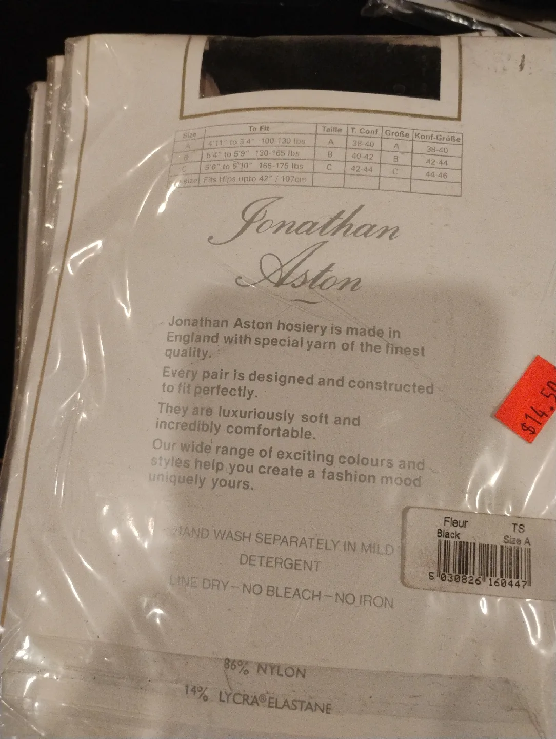 Jonathan Aston Fleur Pantyhose - Black, Size A image indicator(2)