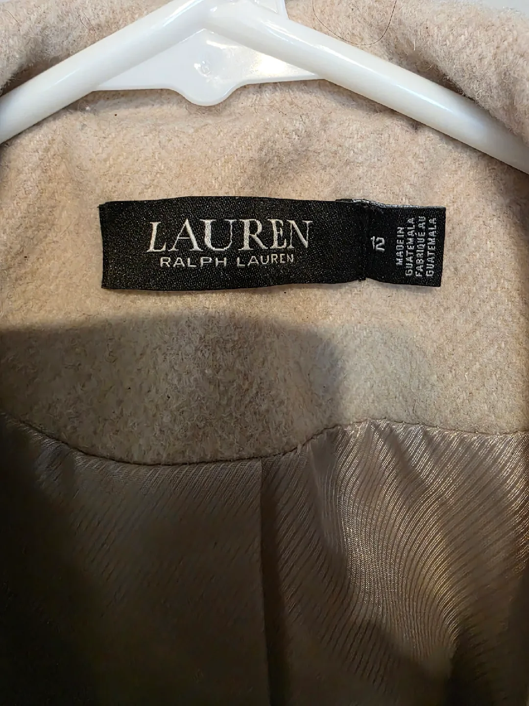 Lauren Ralph Lauren Beige Wool Blend Coat - Size 12 image indicator(2)