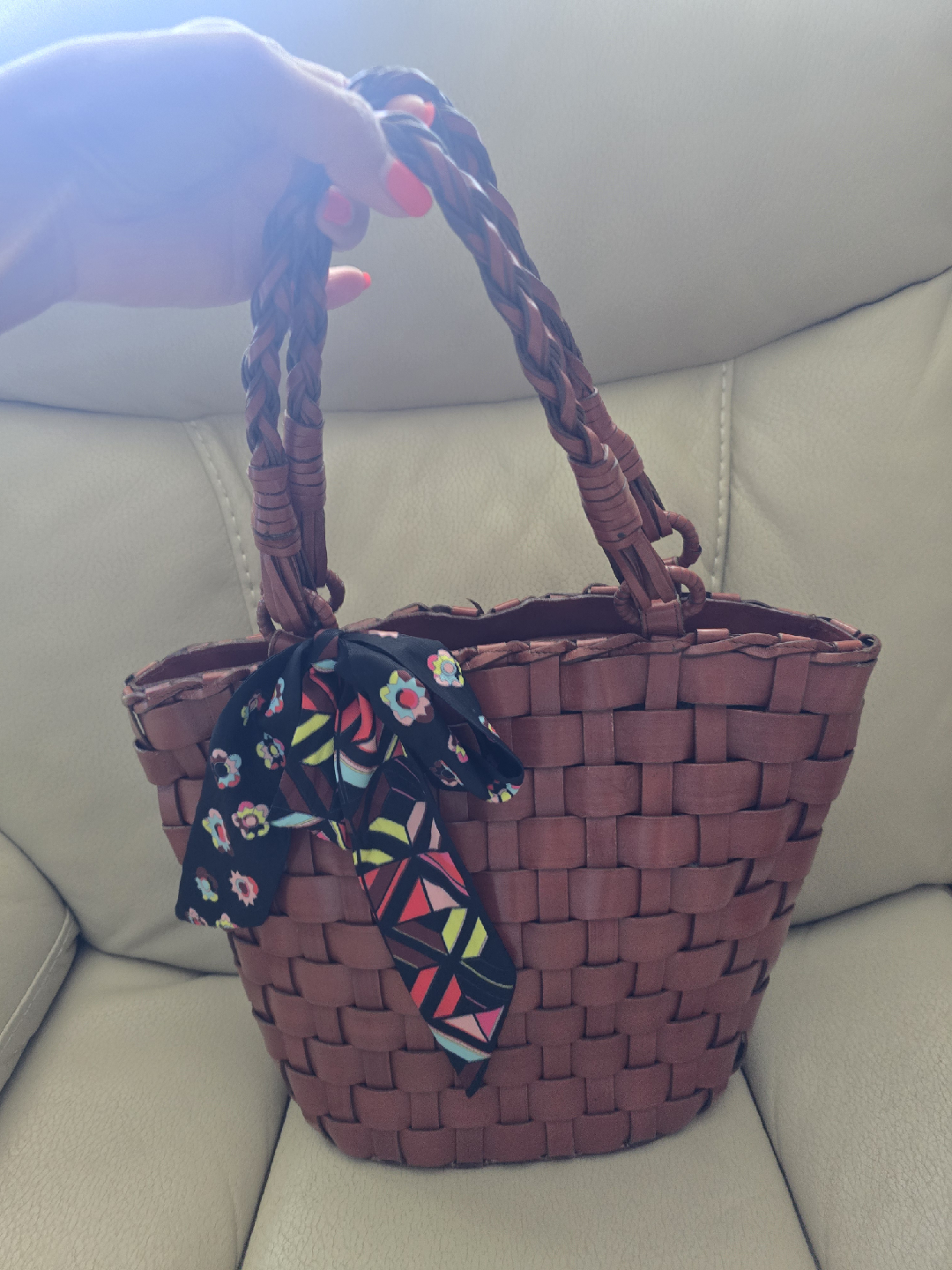 Brown Woven Tote Bag