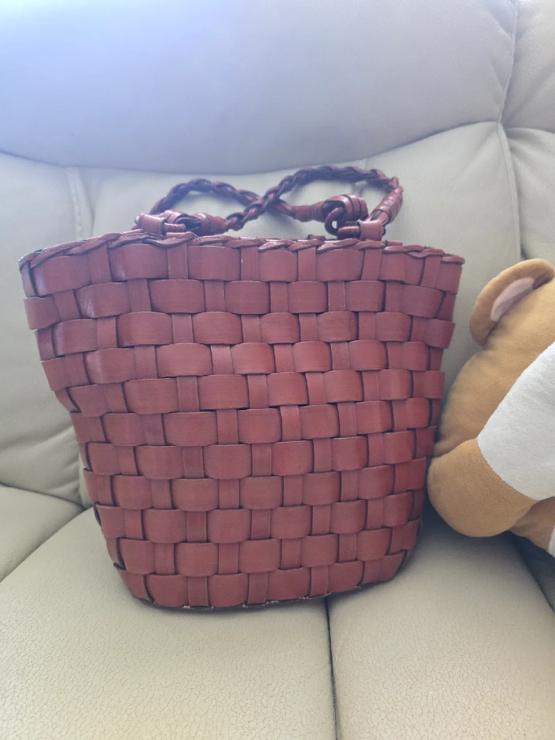 Brown Woven Tote Bag image indicator(2)