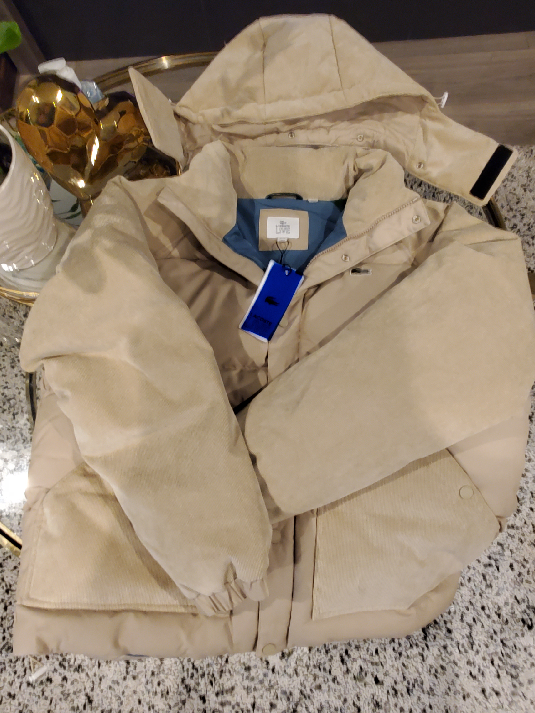 Lacoste LIVE Beige Corduroy Puffer Jacket - M/L - photo 3