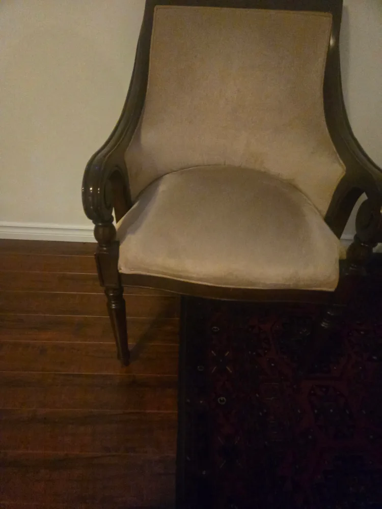 Antique Armchair - Beige Fabric, Dark Wood image indicator(3)