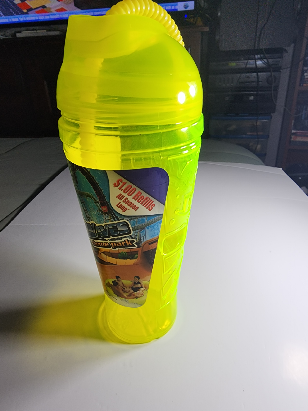 Neon Yellow Waves Theme Park Cup with Straw - photo 2