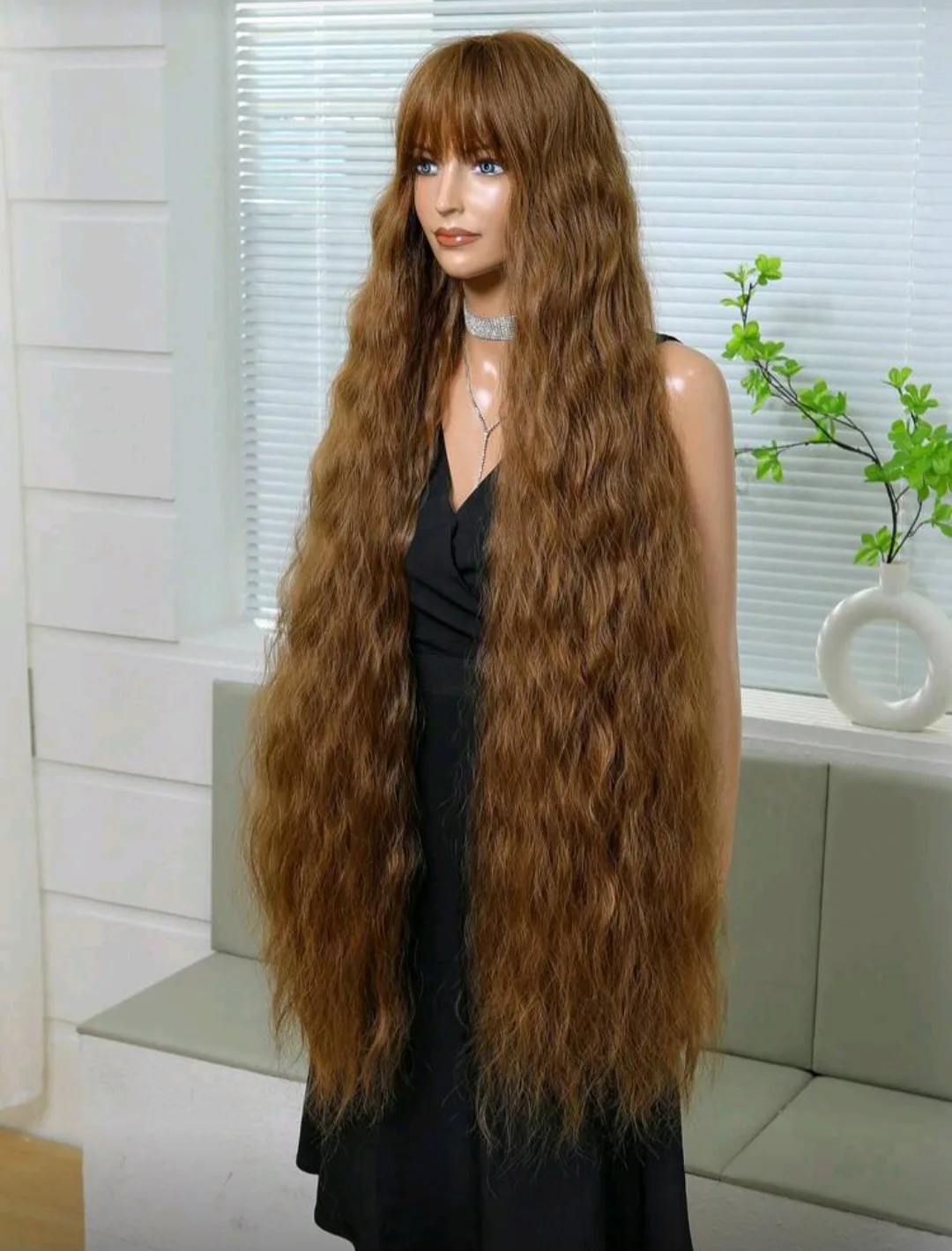 Long Curly Brown Wig - 45 Inch