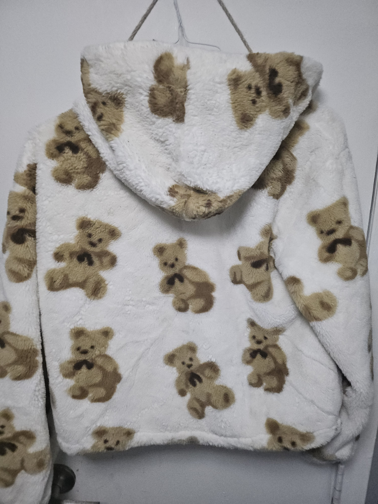 Free Haven Teddy Bear Print Fuzzy Hoodie - photo 3