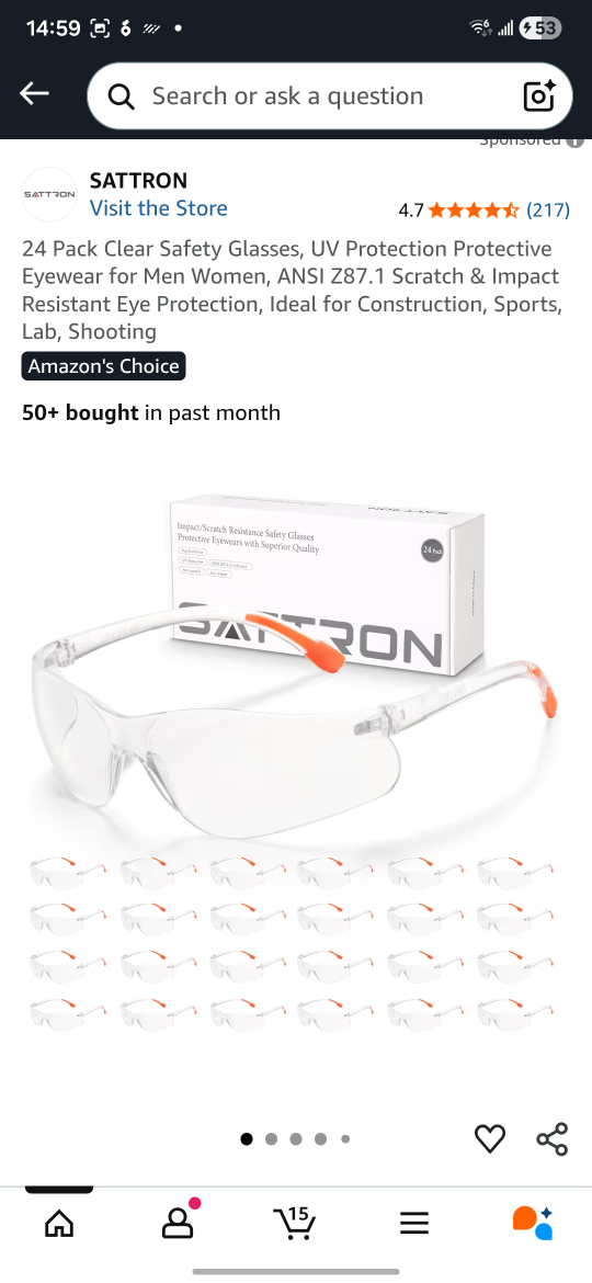 New Sattron Safety Glasses, 3 Pack