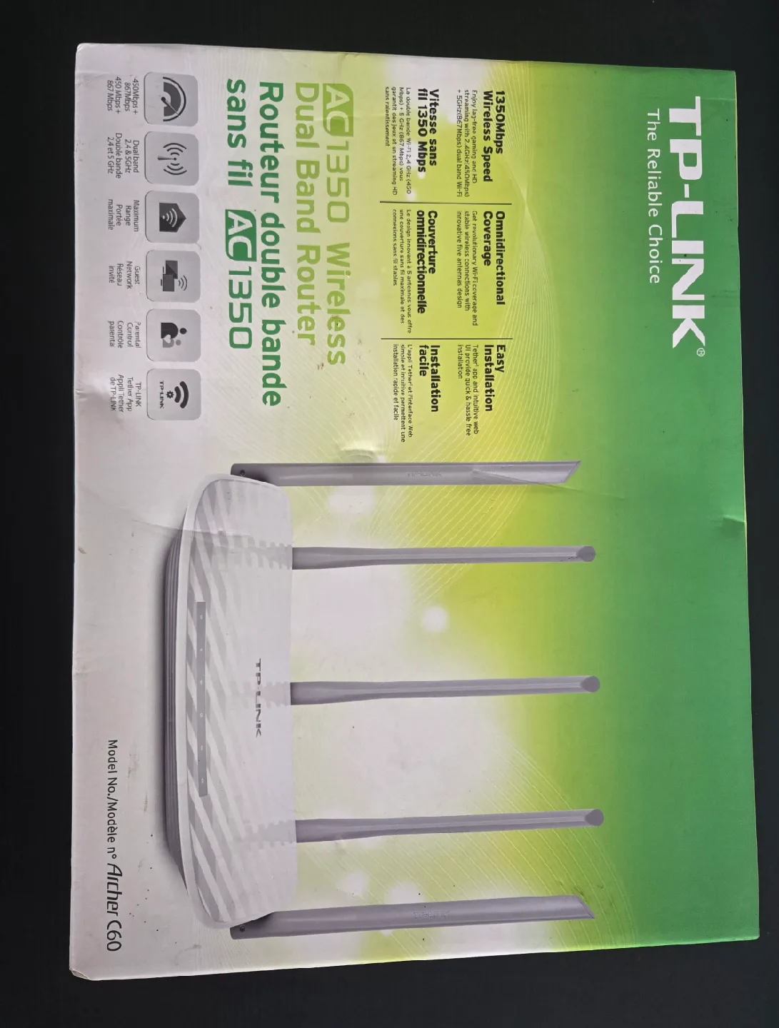 TP-Link AC1350 Wireless Dual Band Router - Archer C60 thumbnail