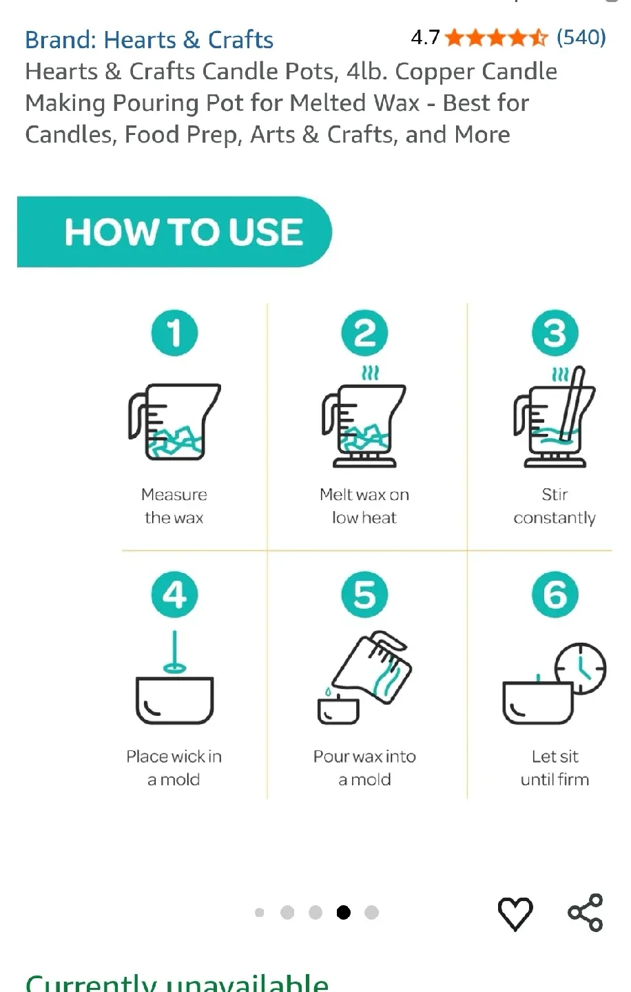 Hearts & Crafts Copper Candle Making Pouring Pot - 4lb image indicator(4)