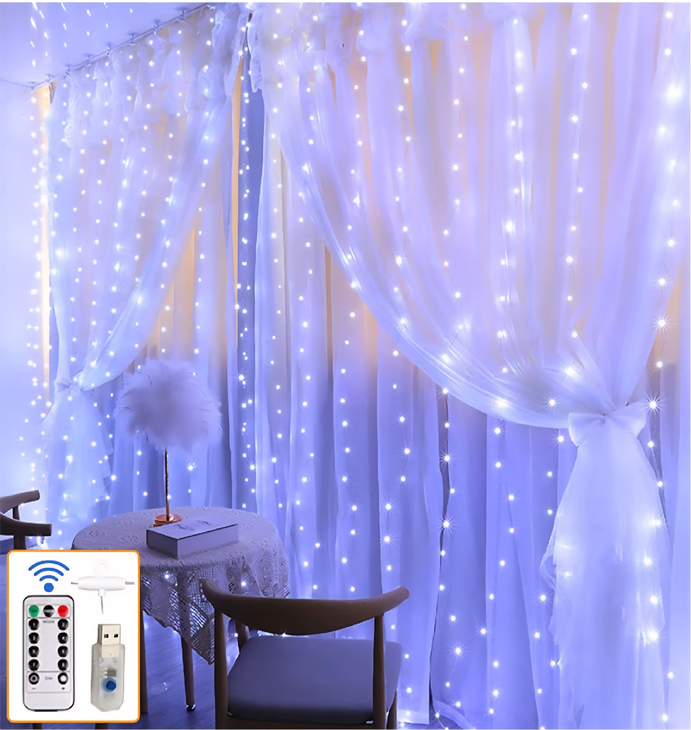 New 300 LED Window Curtain Fairy Lights 3M x 3M - photo 2