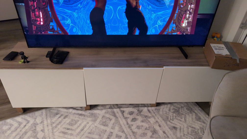 TV Stand with White Doors