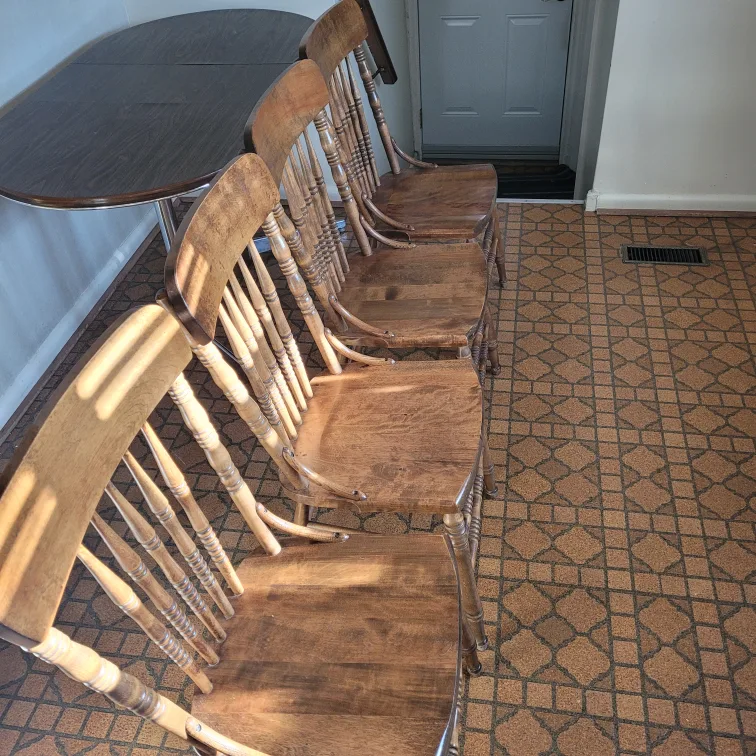 Set of 4 Vintage Wooden Dining Chairs image indicator(2)