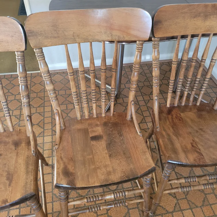 Set of 4 Vintage Wooden Dining Chairs image indicator(3)