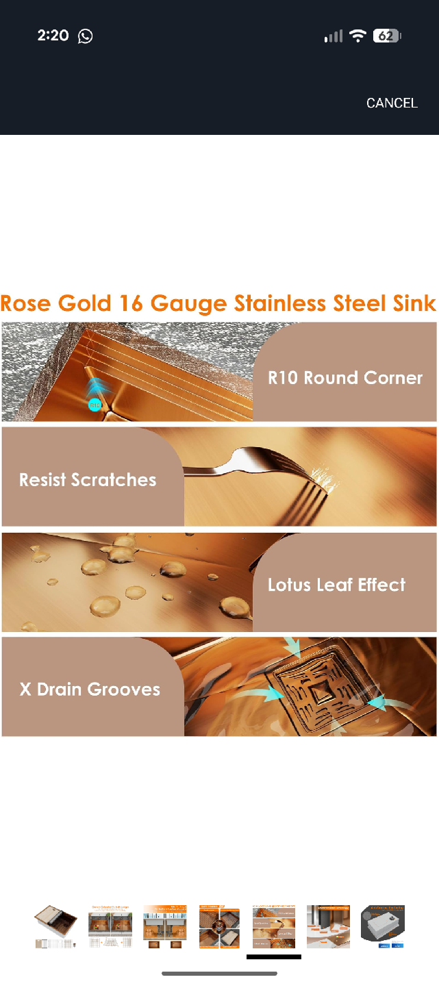 Rose Gold 16 Gauge Stainless Steel Sink - photo 5