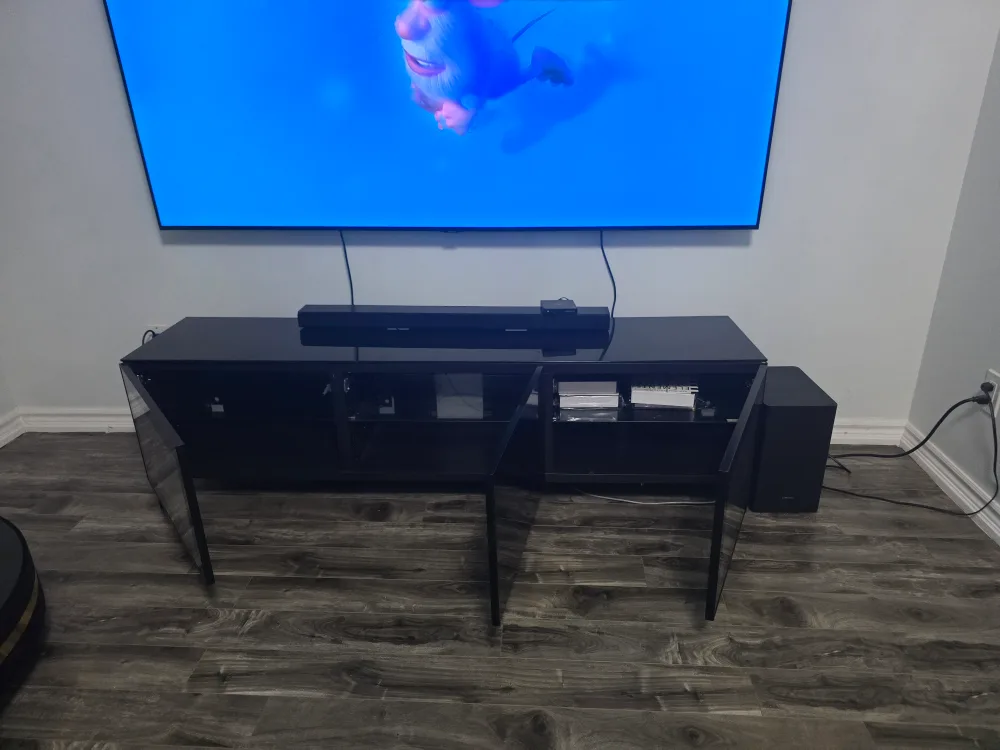 Black TV Stand with Glass Doors image indicator(2)
