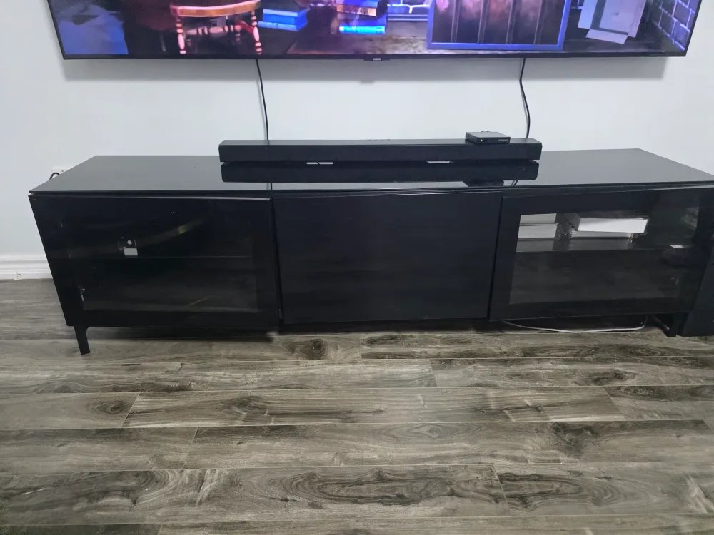 Black TV Stand with Glass Doors image indicator(4)