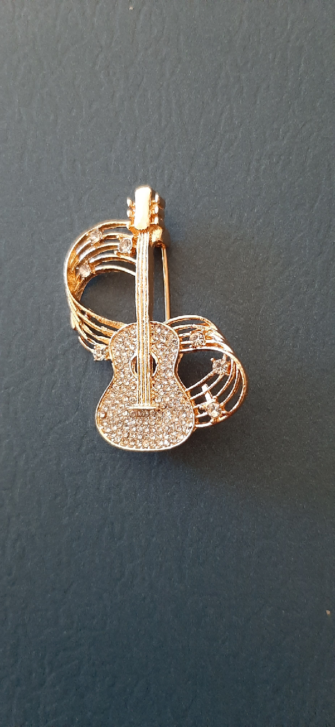 Guitar and Music Notes Brooch