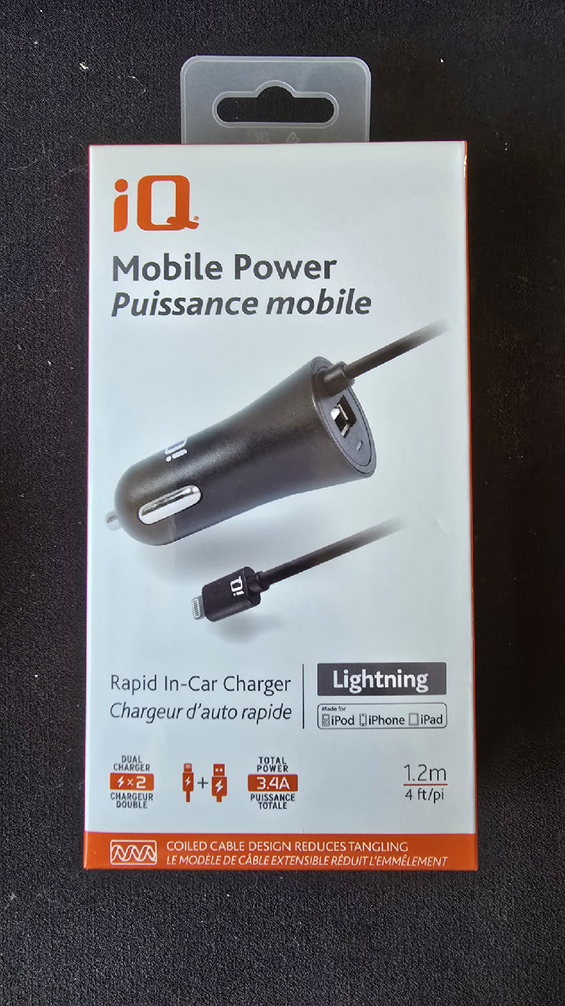 iQ Mobile Power Lightning In-Car Charger - New