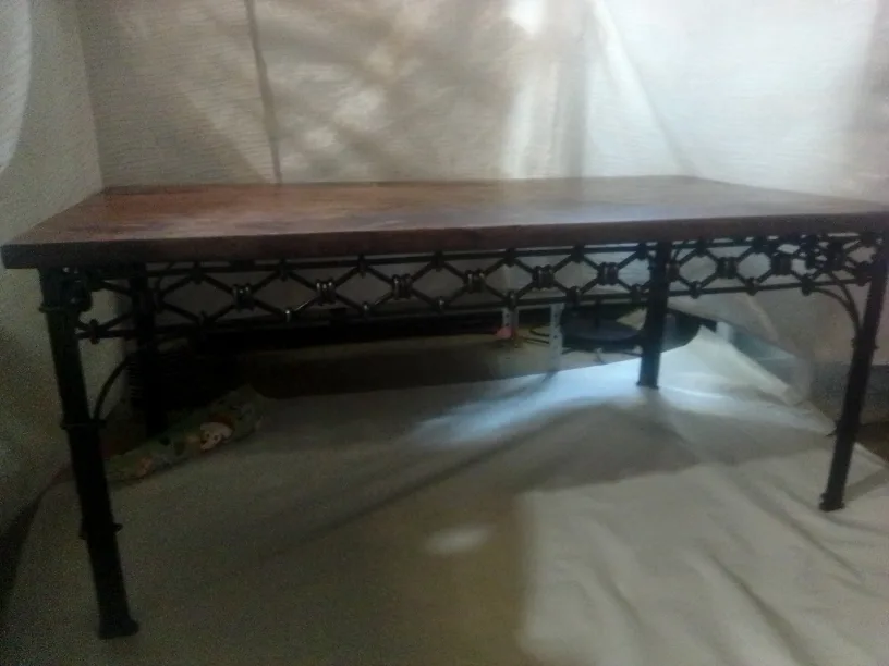 Cast Iron Base, High Quality, Real Wood Top Coffee Table. image indicator(3)