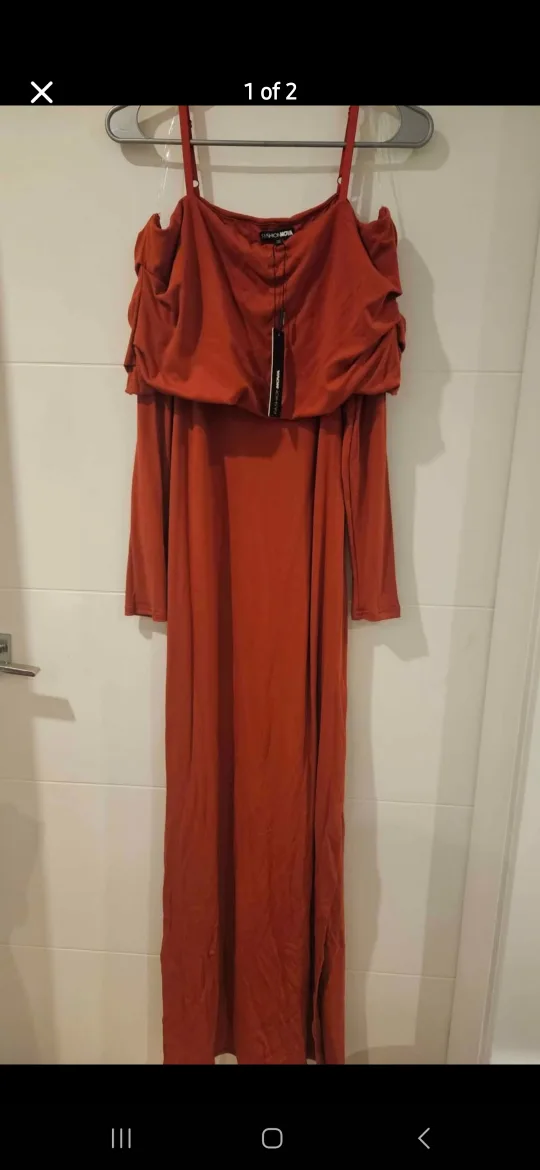 Fashion Nova Orange Red Maxi Dress