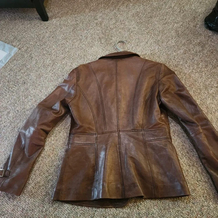 Brown Real Leather Jacket - Size M image indicator(2)